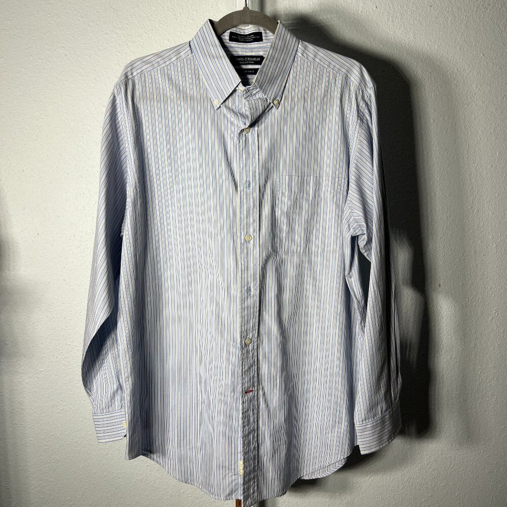 Cremieux Collection Staney 100% Cotton Blue & Brown Stripe Long-Sleeve SZ Lrg